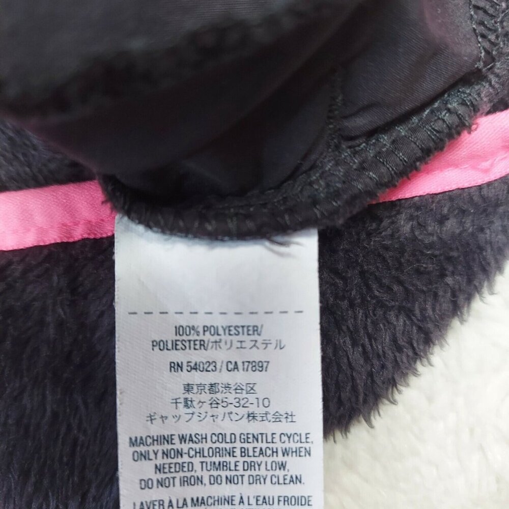 Old Navy 14 XL Full Zip Fleece Jacket Black & Pink High Neck Faux Fur Girls - Picture 4 of 6